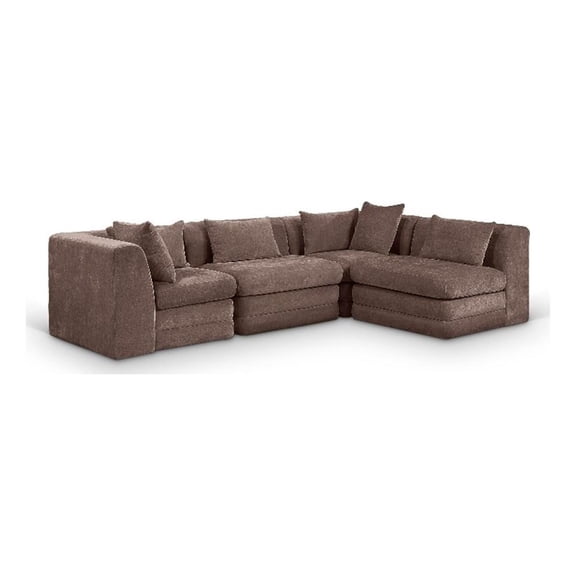 Meridian Furniture Stellar 114" Brown Chenille Fabric 4Pc. Modular Sectional