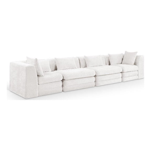 Meridian Furniture Stellar 152" Cream Chenille Fabric 4pc. Modular Sofa
