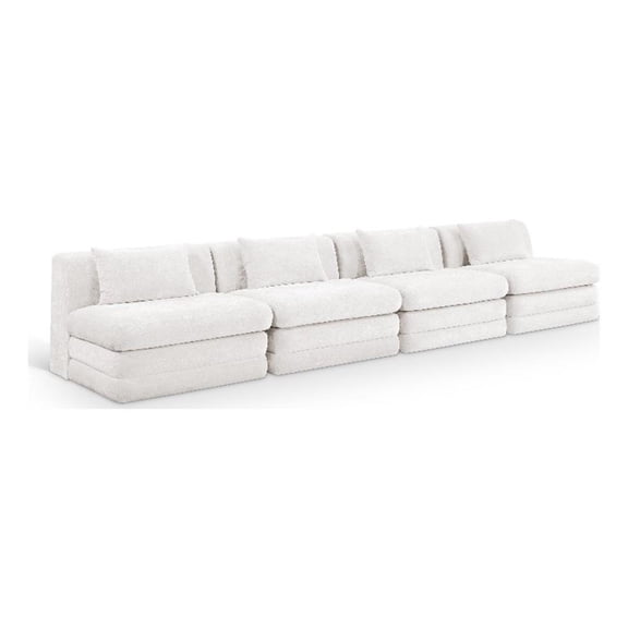Meridian Furniture Stellar 152" Cream Chenille Fabric 4pc. Modular Sofa