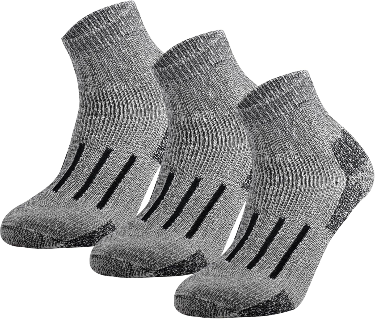Merino Wool Ankle Hiking Socks Men Outdoor Women Thermal Warm Cushioned Quarter Sock (3 Pairs)