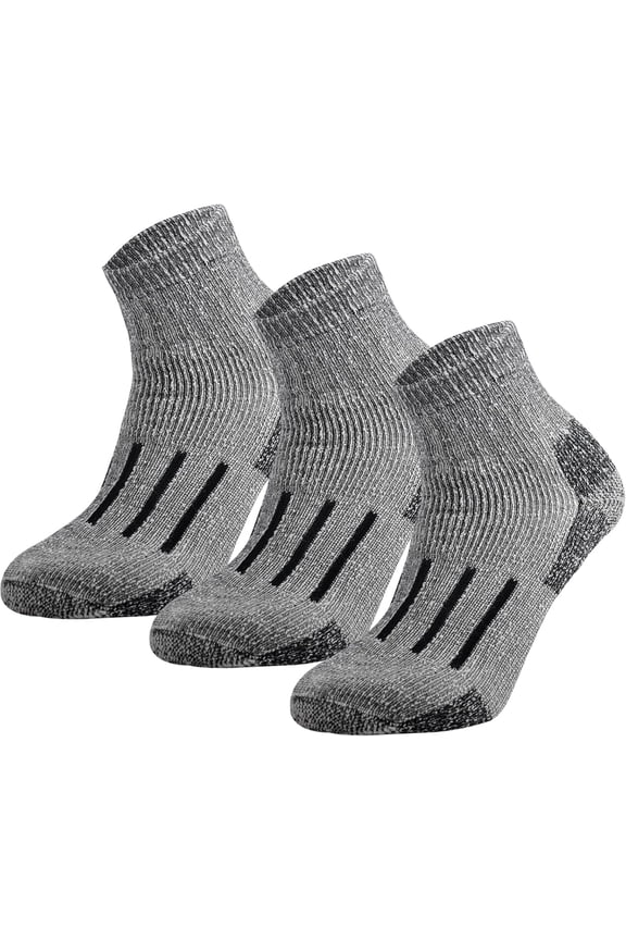 Merino Wool Ankle Hiking Socks Men Outdoor Women Thermal Warm Cushioned Quarter Sock (3 Pairs)