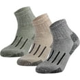thumbnail image 1 of Merino Wool Ankle Hiking Socks Men Outdoor Women Thermal Warm Cushioned Quarter Sock (3 Pairs), 1 of 8