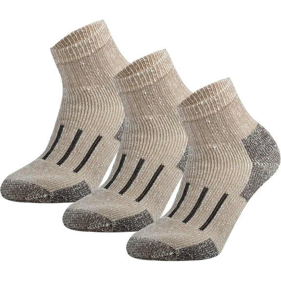 Merino Wool Ankle Hiking Socks Men Outdoor Women Thermal Warm Cushioned Quarter Sock (3 Pairs)