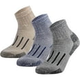 thumbnail image 1 of Merino Wool Ankle Hiking Socks Men Outdoor Women Thermal Warm Cushioned Quarter Sock (3 Pairs), 1 of 8