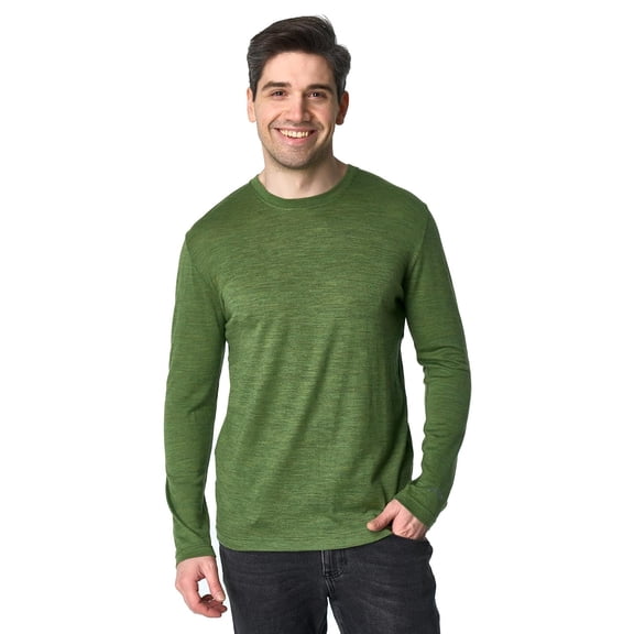 Merino Wool Base Layer Mens - 100% Merino Wool Shirts for Men Thermal Underwear Long Sleeve T-Shirt for Hiking Hunting Medium, 190 Olive Green