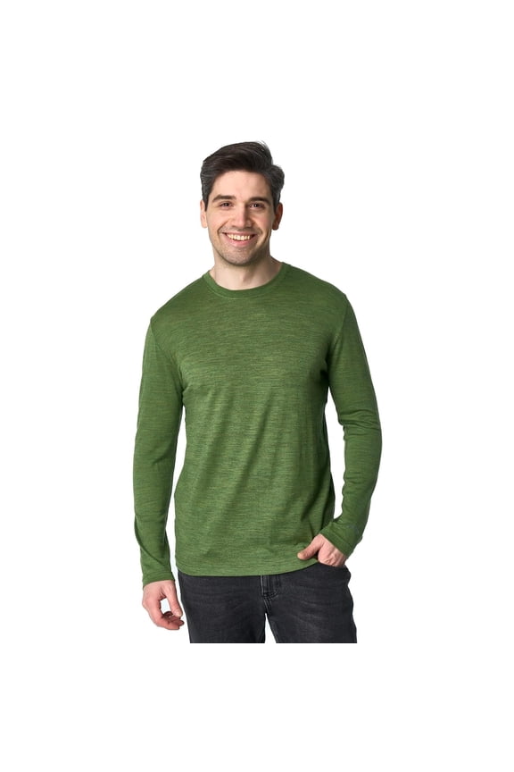 Merino.tech Men's Lightweight Merino Wool Long Sleeve Base Layer Shirt, Olive Green, Size XL