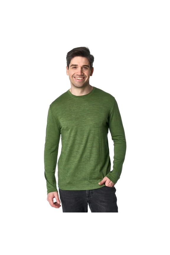 Merino Wool Base Layer Mens - 100% Merino Wool Shirts for Men Thermal Underwear Long Sleeve T-Shirt for Hiking Hunting XX-Large, 190 Olive Green