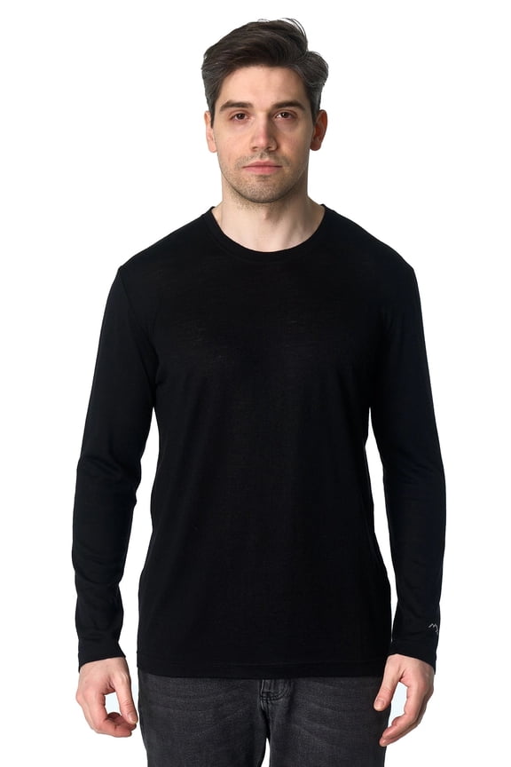 Merino Wool Base Layer Mens - 100% Merino Wool Shirts for Men Thermal Underwear Long Sleeve T-Shirt for Hiking Hunting