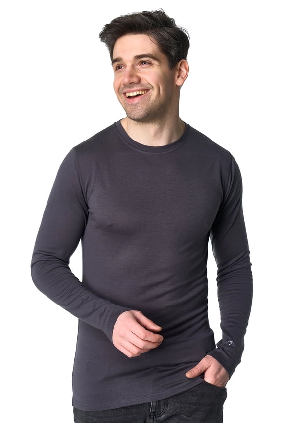 Merino Wool Base Layer Mens - 100% Merino Wool Shirts for Men Thermal Underwear Long Sleeve T-Shirt for Hiking Hunting