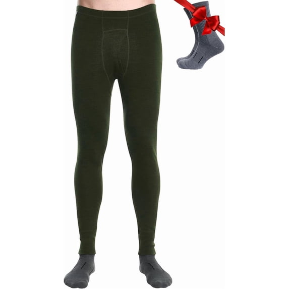 Merino.tech Menβs 100% Merino Wool Heavyweight Base Layer Bottom Pants Thermal Long Johns π πΌπΆππππΏπ² πͺπΆπ°πΈπΆπ»π΄ Underwear with Bonus Hiking Socks