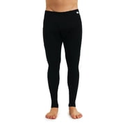 Merino.tech Mens Lightweight Merino Wool Long Underwear Pants with Socks, Black, Size L