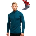 thumbnail image 1 of 𝗖𝗢𝗟𝗗 𝗪𝗘𝗔𝗧𝗛𝗘𝗥 Men’s Heavyweight Merino Wool Half Zip Sweater - Base Layer Top with Hiking Socks - Merino.tech, 1 of 8