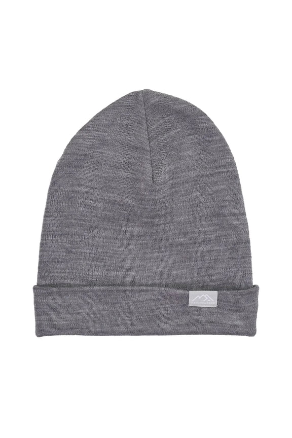 Merino Wool Beanie Kids - Unisex Cuff Wool Beanie Cap for Children - Breathable, Ideal for Sensitive Skin Winter Essential (Grey Melange)