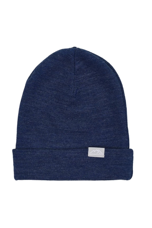 Merino Wool Beanie Kids - Unisex Cuff Wool Beanie Cap for Children - Breathable, Ideal for Sensitive Skin Winter Essential (Navy)