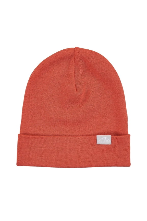 Merino Wool Beanie Kids - Unisex Cuff Wool Beanie Cap for Children - Breathable, Ideal for Sensitive Skin Winter Essential (Rusty Organge)