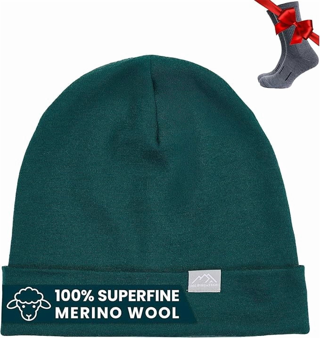 𝗦𝗢𝗙𝗧 Merino.tech Unisex Adult Merino Wool Beanie Hat - Cuff Beanie with Hiking Socks
