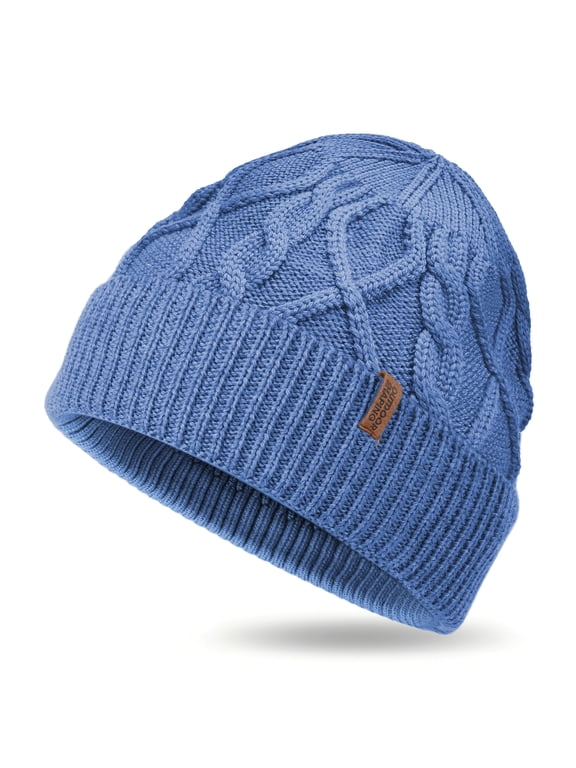 Merino Wool Beanie, Unisex Cable Knit Hat, Daily Rib Cuff Beanie, Warm Winter Cap
