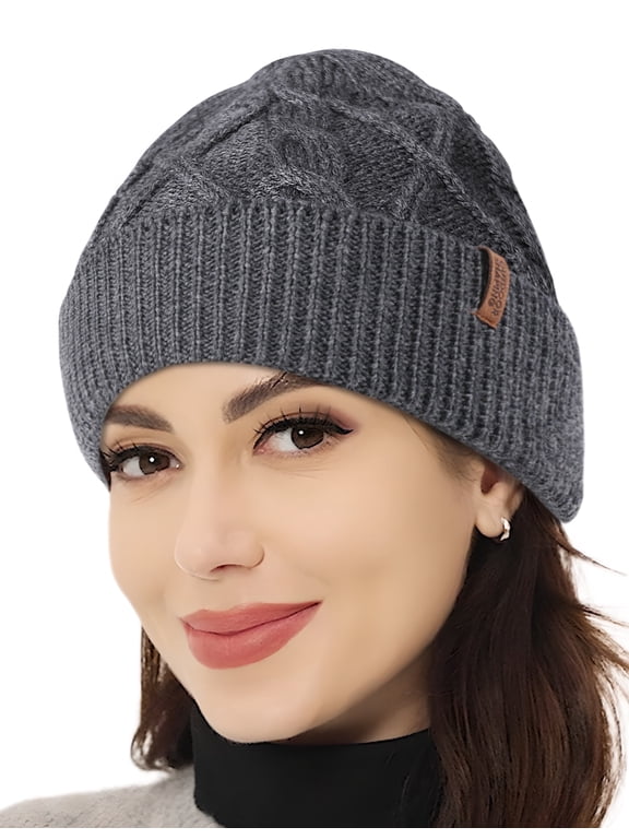 Merino Wool Beanie, Unisex Cable Knit Hat, Daily Rib Cuff Beanie, Warm Winter Cap