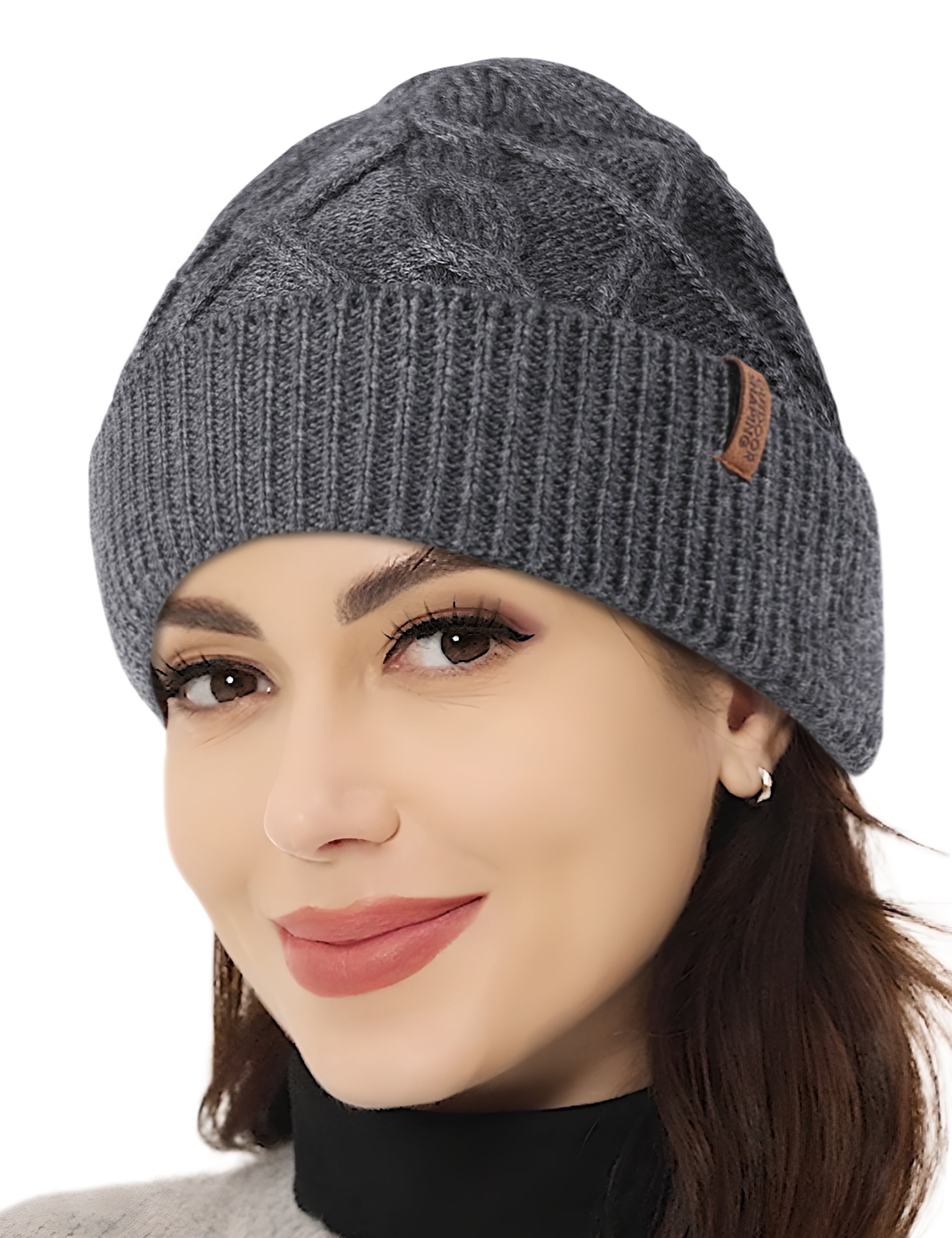 Merino Wool Beanie, Unisex Cable Knit Hat, Daily Rib Cuff Beanie, Warm Winter Cap