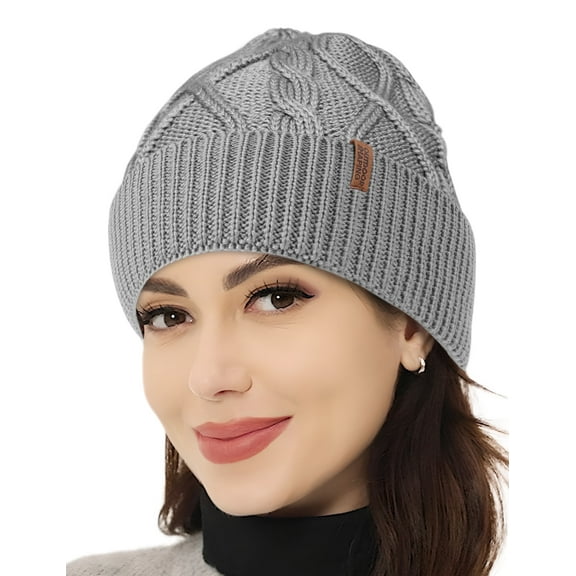 Merino Wool Beanie, Unisex Cable Knit Hat, Daily Rib Cuff Beanie, Warm Winter Cap