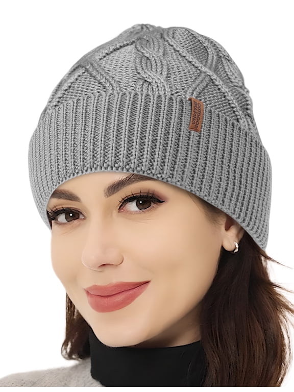 Merino Wool Beanie, Unisex Cable Knit Hat, Daily Rib Cuff Beanie, Warm Winter Cap