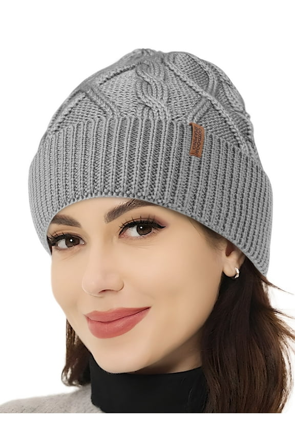 Merino Wool Beanie, Unisex Cable Knit Hat, Daily Rib Cuff Beanie, Warm Winter Cap