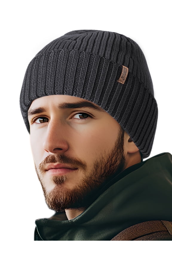 Merino Wool Beanie for Men & Women, Unisex Daily Cuffed Plain Knit Hat, Soft Warm Winter Hat