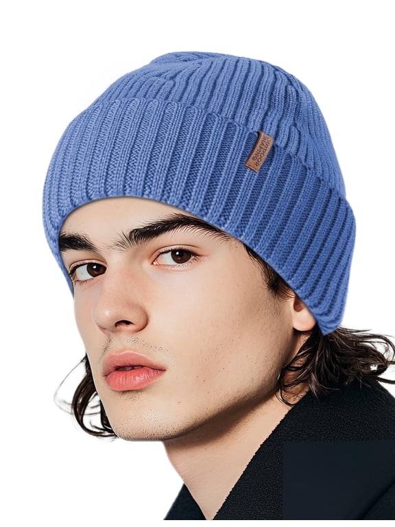 Merino Wool Beanie for Men & Women, Unisex Daily Cuffed Plain Knit Hat, Soft Warm Winter Hat