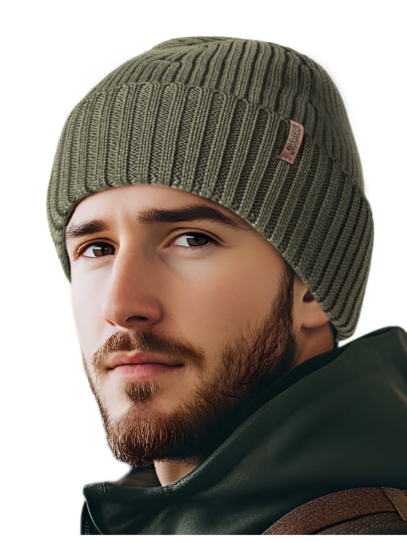 Merino Wool Beanie for Men & Women, Unisex Daily Cuffed Plain Knit Hat, Soft Warm Winter Hat