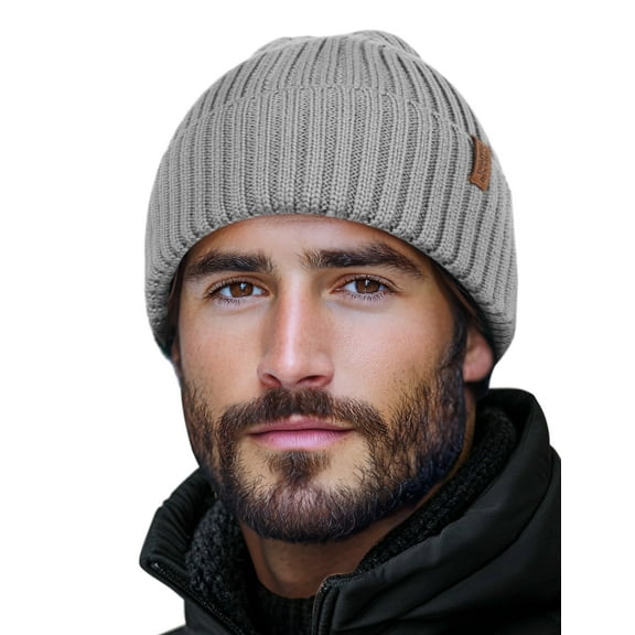 Merino Wool Beanie for Men & Women, Unisex Daily Cuffed Plain Knit Hat, Soft Warm Winter Hat