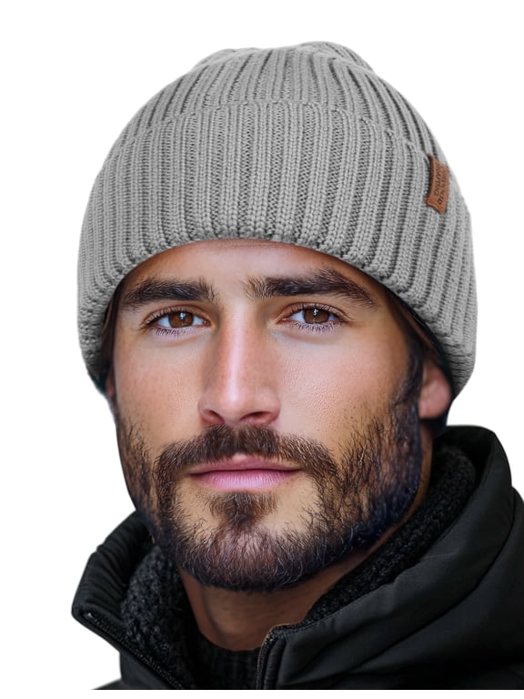 Merino Wool Beanie for Men & Women, Unisex Daily Cuffed Plain Knit Hat, Soft Warm Winter Hat
