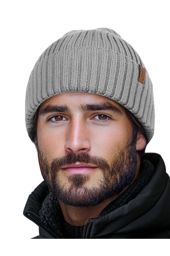 Merino Wool Beanie for Men & Women, Unisex Daily Cuffed Plain Knit Hat, Soft Warm Winter Hat
