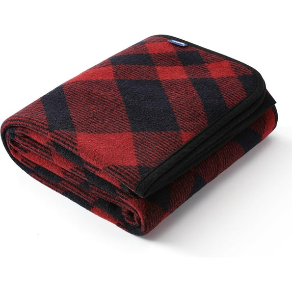 Merino Wool Blanket - Soft Warm Thick Washable Large Bed Couch Camping Outdoor Travel Throw Blanket All Weather, Plaid Grey 79X63