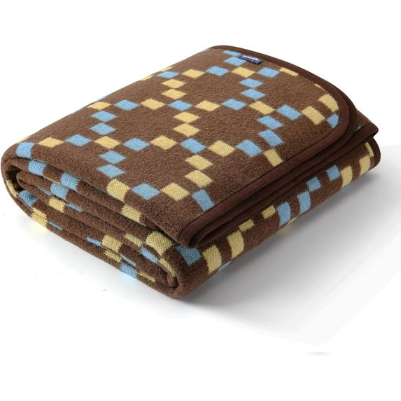 Merino Wool Blanket - Soft Warm Thick Washable Large Bed Couch Camping Outdoor Travel Throw Blanket All Weather, Plaid Grey 79X63