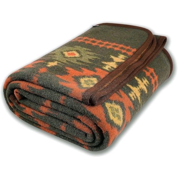 Merino Wool Blanket - Warm Thick Washable Large Bed Couch Outdoor Camping Sleeping Throw Blanket All Seasons, Myers Green 79x63