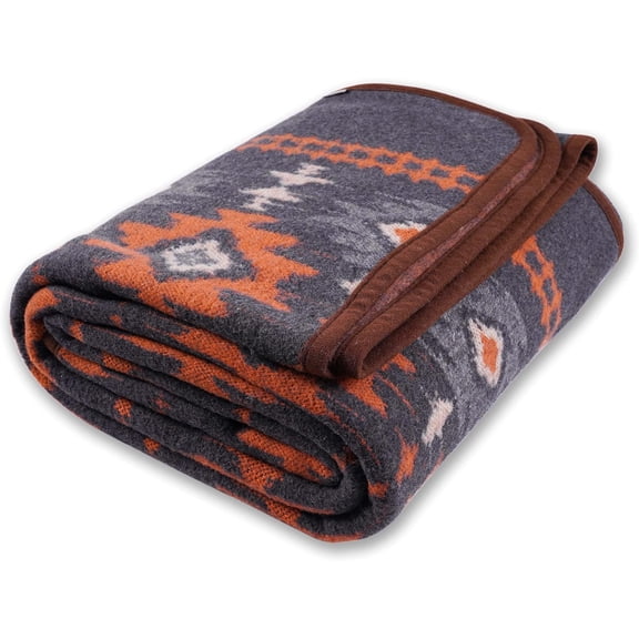 Merino Wool Blend Blanket Warm Thick Washable Throw for Bed Couch Outdoor Camping All Weather Gray 79 x 63 Inches