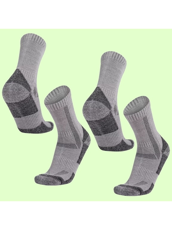 Merino Wool Hiking Socks Anti-Blister Blend, Moisture Wicking Comfort (2 Pairs)
