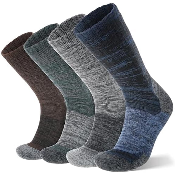 Merino Wool Hiking Socks, Full Cushion Thick Thermal Crew Socks for Men and Women, 4 Pairs