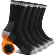 EUPHRATES Merino Wool Hiking Socks for Men 5 Pairs Thermal Warm Winter Thick Cushion Moisture Wicking Crew Boot Socks