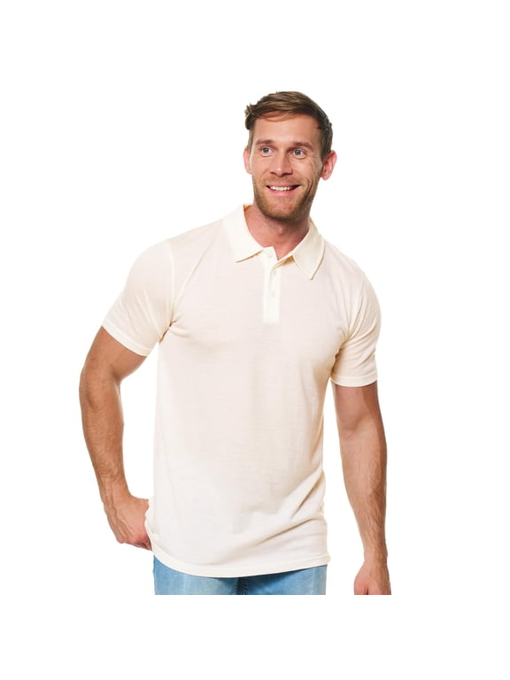 Merino.tech Mens Polo Shirt - Merino Wool Polo, Creamy - M