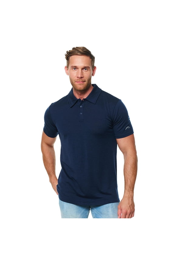 Merino Wool Polo Shirt Men - Anti-Odor 100% Merino Wool Shirts for Men Short Sleeve and Long Sleeve Breathable Polo Medium, Midnight Navy Polo