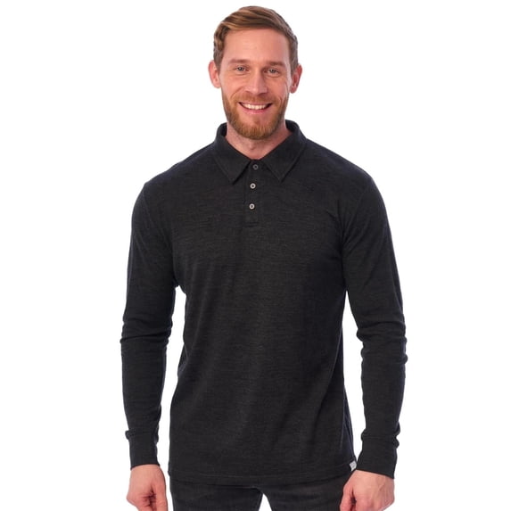 Merino.tech Menโs Short Sleeve Polo Shirt - ๐๐๐ฒ๐ฟ๐๐ฑ๐ฎ๐ Merino Wool Polo, XL - Charcoal