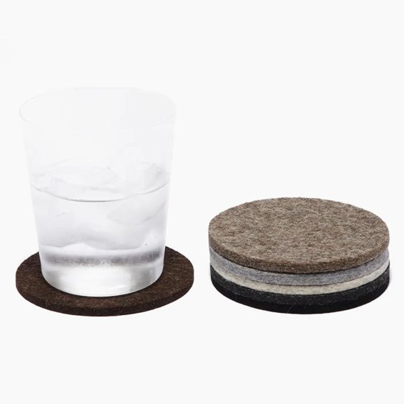 Merino Wool Round Coasters Set of 6 Earth 4 Inch Diameter Heat Resistant Reusable