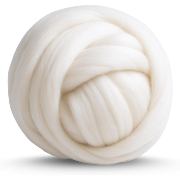 Merino Wool Roving 1 lb (16 Ounces) for Spinning | Soft Chunky Jumbo Yarn for Arm Knitting Blanket |100% Natural Undyed (Off-White) Wool Yarn, Felting Core, Carded Stuffing
