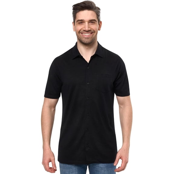Merino.tech Men's Merino Wool Button-Up Shirt, Short Sleeve, , Size L