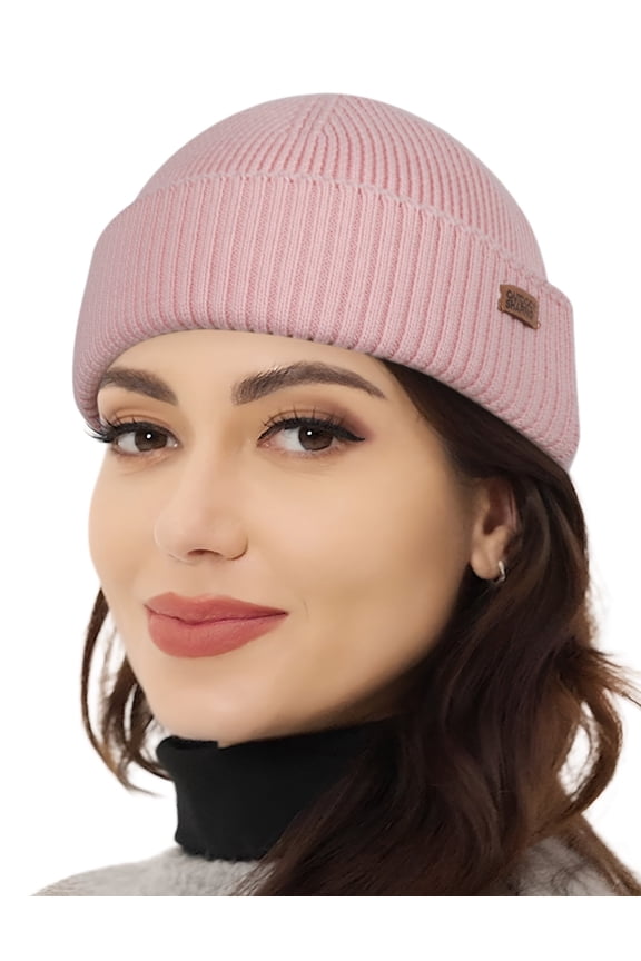 Merino Wool Short Fisherman Beanies for Men Women, Knit Cuff Trawler Beanie Cap, Winter Warm Daily Hat