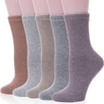 thumbnail image 1 of Merino Wool Socks Thermal Warm Winter Thick Hiking Boot Cozy Crew Cabin Comfy for Womens Ladies Work Socks 5 Pack, 1 of 7