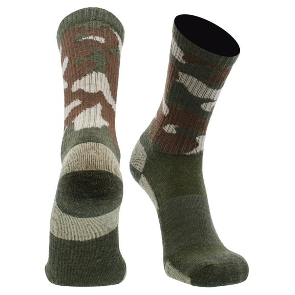 Merino Wool Socks for Men and Women (Green Camo, Medium)