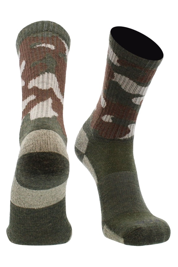 Merino Wool Socks for Men and Women (Green Camo, Medium)