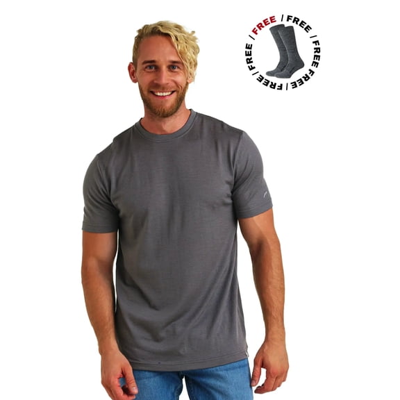 Merino Wool T-Shirt Mens - Merino Wool Undershirt Thermal Shirt for Men and Hiking Socks - Merino.tech